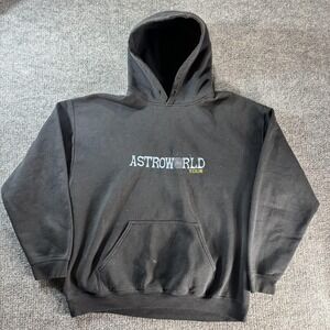 Astroworld Hoodie Mens Medium Black Tour Fleece Graphic Pullover Tour Dates Back